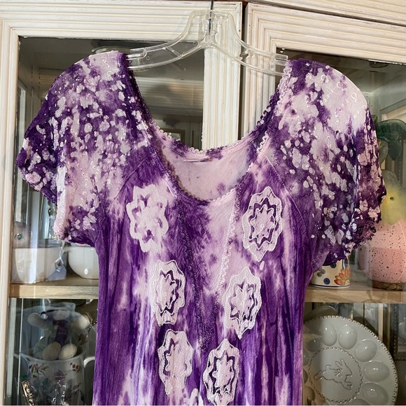 Advance Apparels purple & green tie dye boho festival dress OS - Picture 6 of 13